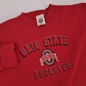 Ohio State Buckeyes Sweatshirt PM Women XL Cotton Red Solid Raw Hem Cropped Y2K